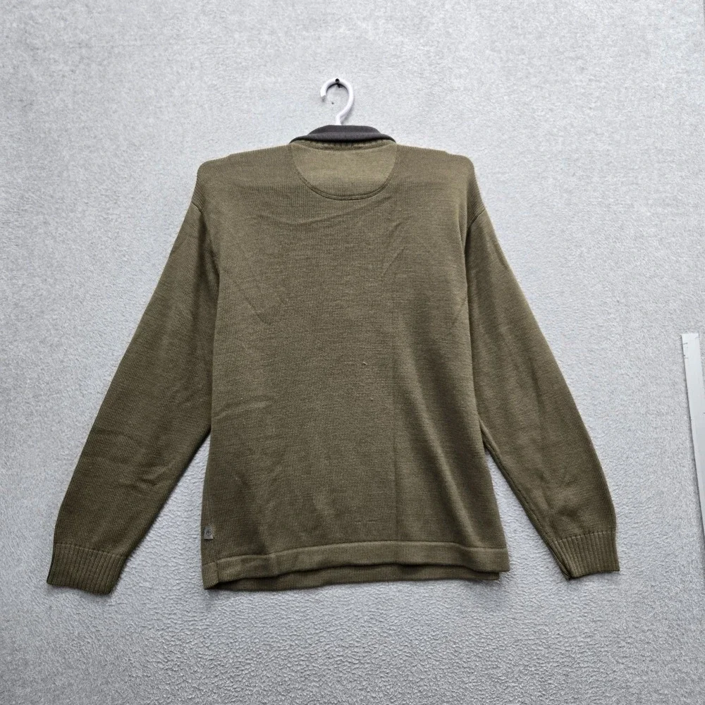 VINTAGE The North Face Men Sweatshirt L Olive A5 Wool Embroidered Quarter Zip